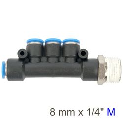 AIRCRAFT Pu Hose Fitting Manifold 4 X 8mm Port X 1/4'm